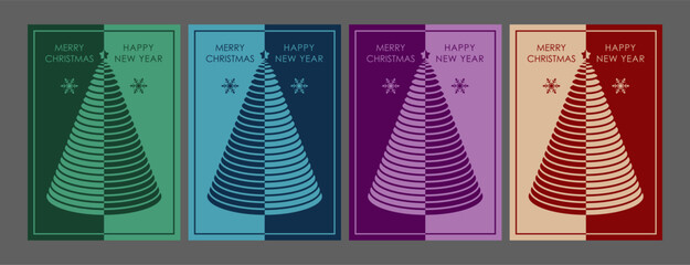 Christmas and New Year. Festive design template with stylized spruce for postcards, banners, posters and creative ideas