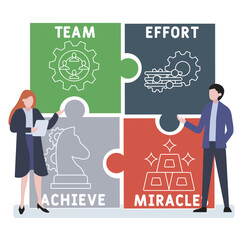 TEAM - Team Effort Achieve Miracles acronym. business concept background.  vector illustration concept with keywords and icons. lettering illustration with icons for web banner, flyer, landing