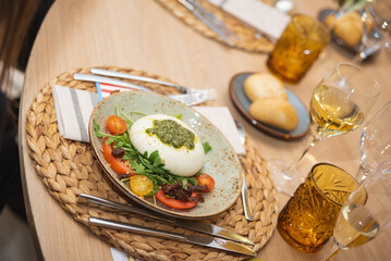 Burrata dish served in restaurant