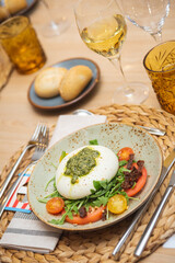 Burrata dish served in restaurant