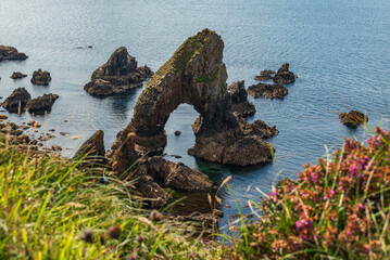 Elevated view of the famous sea arch at Crohy Head, near Maghery, County Donegal, Ireland