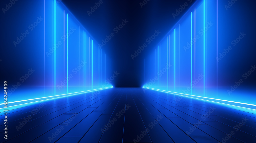 Poster empty dark abstract background. background of empty show scene. glow of neon lights and neon figures