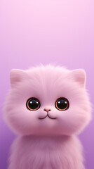 Obraz premium happy cat head, cartoon, minimalism, HD, 8K, light purple gradient background created with Generative Ai