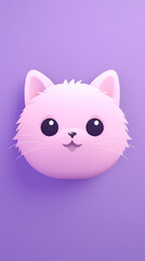 Fototapeta premium happy cat head, cartoon, minimalism, HD, 8K, light purple gradient background created with Generative Ai