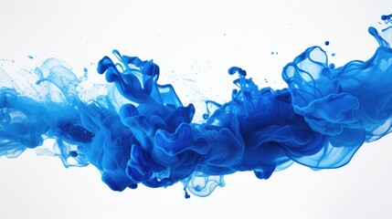 Banner with abstract background explosion of blue ink on a white background