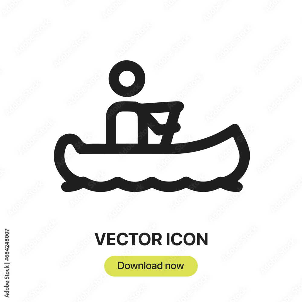 Leinwandbilder pirogue icon vector. linear-style sign for mobile concept and web design. pirogue symbol illustratio