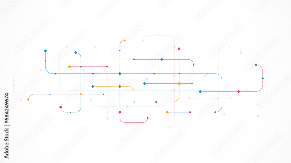 Poster digital technology concept with integrated circuit and network communication elements