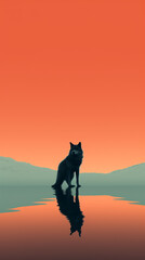 Ultra minimalism photography of a wolf, phone background created with Generative Ai