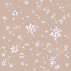 Naklejka na ściany i meble Pink christmas background with snowflakes