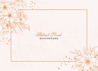Hand-drawn floral botanical background with line art flowers and leaves