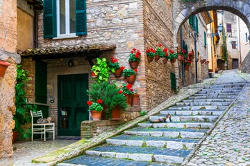 Rolgordijnen Traditional medieval villages of Italy - picturesque old floral streets of Casperia, Rieti province. © Freesurf