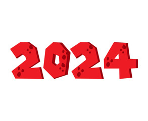 2024 Happy New Year Abstract Red Graphic Design Vector Logo Symbol Illustration
