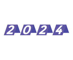 Fototapeta premium 2024 Happy New Year Abstract Purple Graphic Design Vector Logo Symbol Illustration
