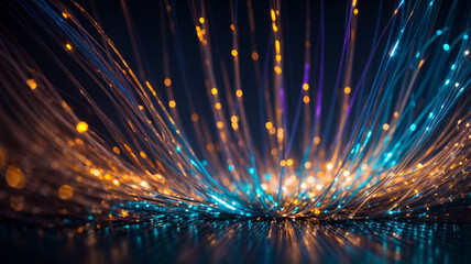 A captivating and beautiful abstract background featuring the mesmerizing glow of fiber optics lights