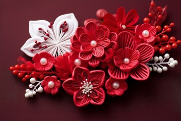 Tsumami Kanzashi style of background for Valentines
