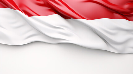 Naklejka premium A 3D rendering of the Indonesian flag standing alone on a white background, encircled by a flag frame with unused space for text.