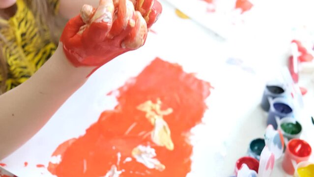 Ideas for painting by finger. Child free painting.  Education, inspiration, imagination 
