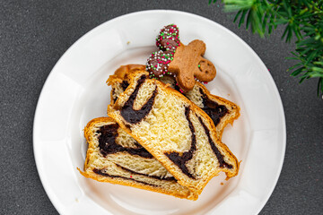 christmas cake chocolate layer christmas gingerbread cookie sweet dessert holiday baking treat new year celebration meal food snack on the table copy space food background