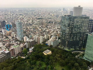 A from the top city view of Tokyo, Japan