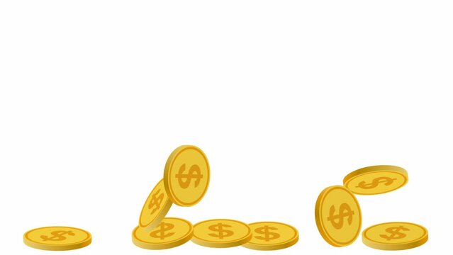 Gold coins falling into a pile
