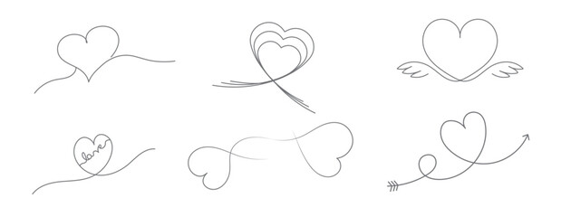 Heart Shape Vector lined on white illustration