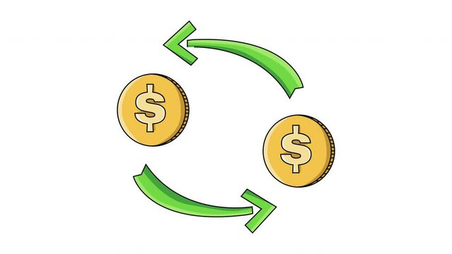 The animation forms a rotating dollar icon