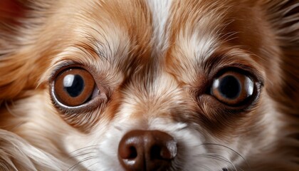 Macro shot of innocent eyes of Chihuahua dog