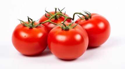 Delicous, ripe Tomatoes, sitting atop a Clear Background.