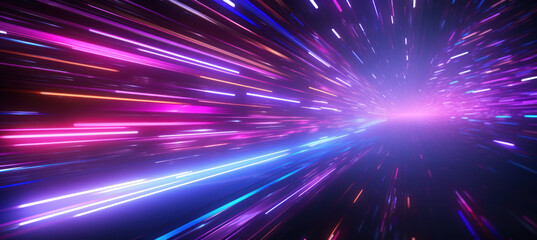 Naklejka premium Dynamic Moving Bright Lights on a Dark Background