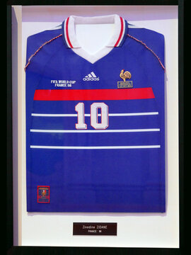 Adidas, Jersey worn by Zinedine Zidane during the 1998 FIFA World Cup in France. Ready-to-wear and sports fashion. 