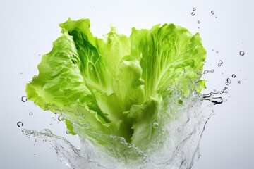 fresh chinese cabbage with water splash on a white background