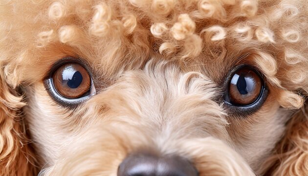 Macro shot of innocent eyes of poodle dog