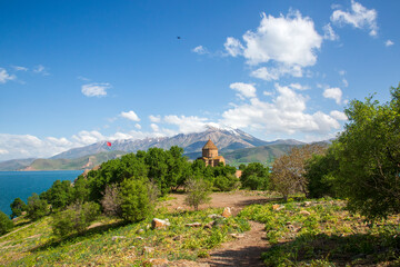 Akdamar Island in Van Lake. The Armenian Cathedral Church of the Holy Cross - Akdamar - Ahtamara - Turkey