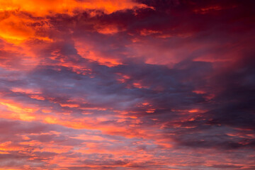 Naklejka na ściany i meble Beautiful clouds at sunset, abstract nature background. 
