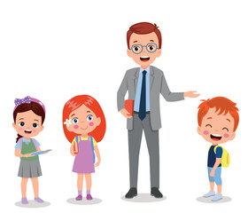vector illustration of students in different postures