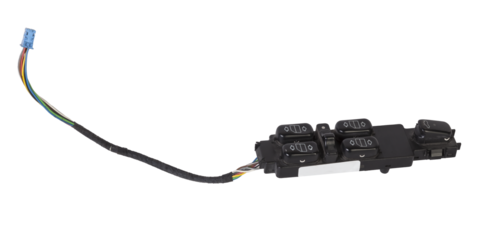 Window master switch control panel isolated on white background. Switch on-off. Car button switch.