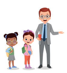 vector illustration of students in different postures