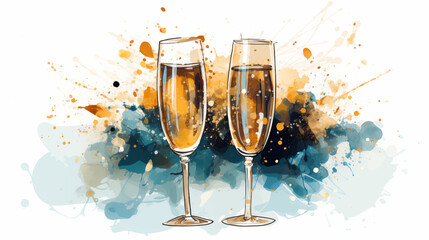 Celebration toast with champagne.New Year's cards created by ai