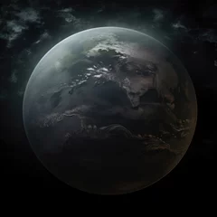 Photo sur Plexiglas Pleine Lune arbre the earth from space, dark style