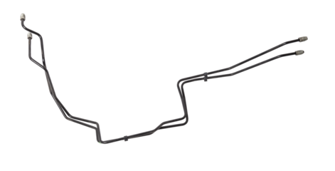 A metal brake pipe is part of the vehicle brake system, which supplies brake fluid under pressure to the service brake cylinders or calipers on wheels. Spare parts for sale in auto service.