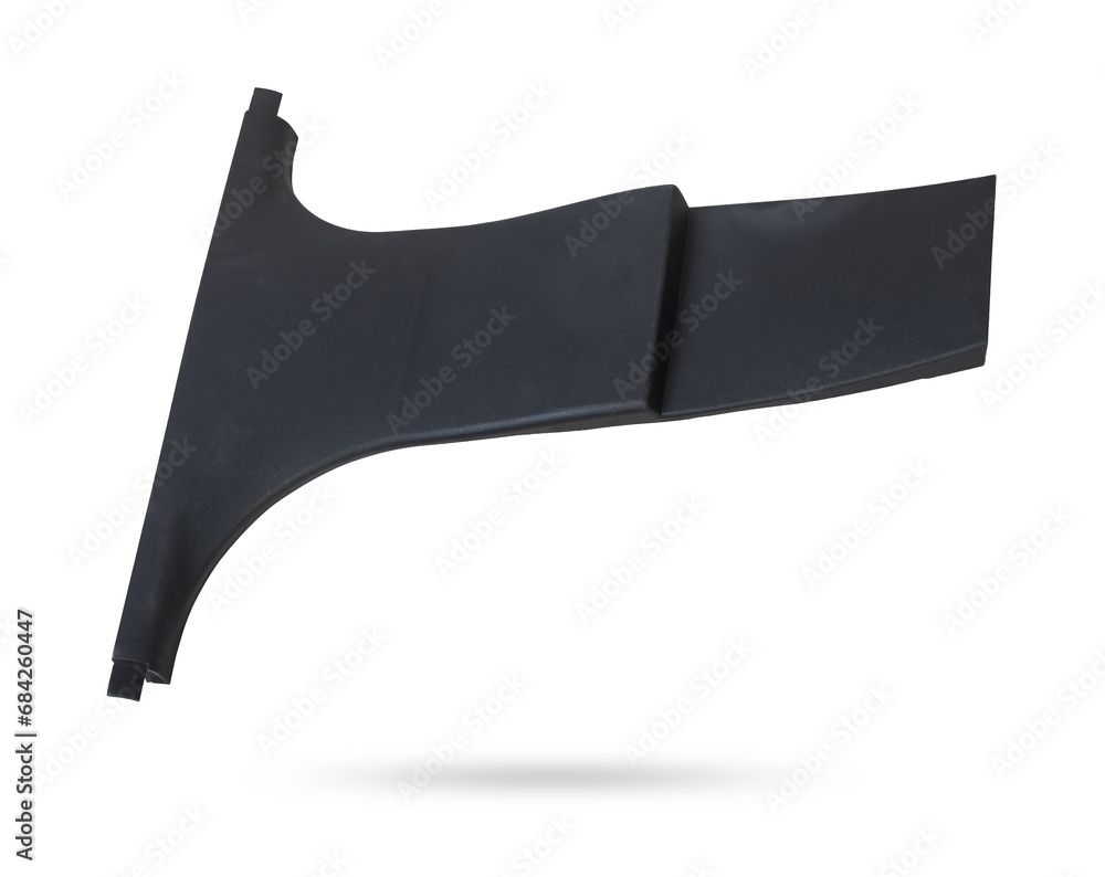 Poster black central pillar trim - car interior part and element on white isolated background. auto service