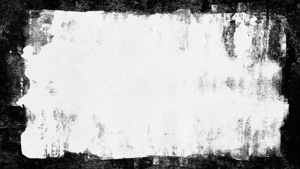 Dirty grunge border overlay with paint smudge marks and distressed texture on transparent background