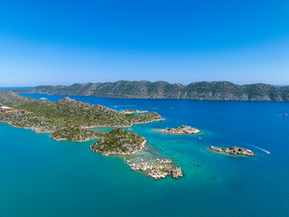 Aerial view with drone. Kalekoy - Simena - Kekova - Turkey.