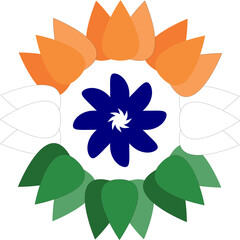 Indian Flag Floral Illustration, Indian Tricolor in flower