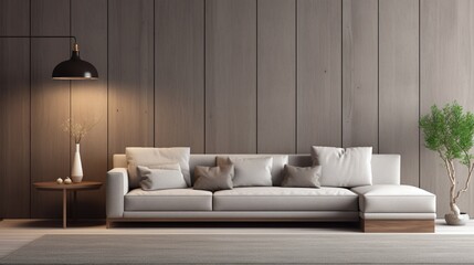 home interior with wall mockup generated by AI tool 