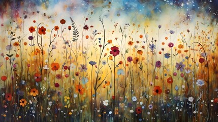 Colorful Wildflower Meadow Painting