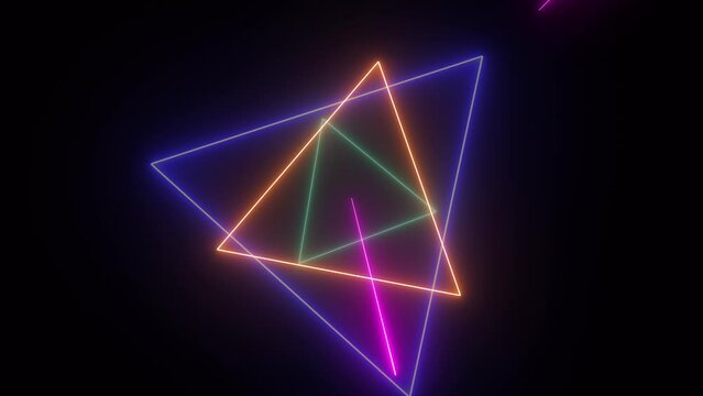 Technology Neon Light Award VJ Loop LED Background Triangle in 4K.