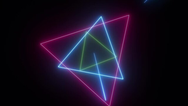 Technology Neon Light Award VJ Loop LED Background Triangle in 4K.
