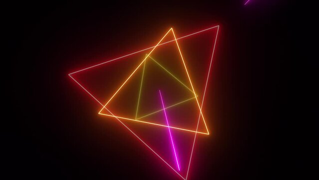 Technology Neon Light Award VJ Loop LED Background Triangle in 4K.