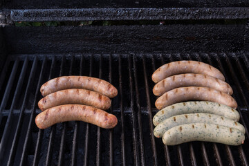 Sausages being barbecued.